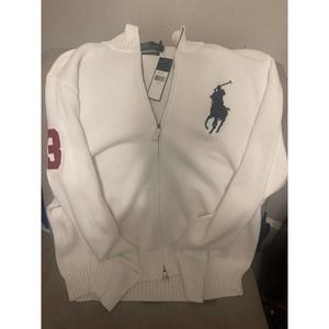 Polo Ralph Lauren Sweater Mens XL Pullover Full Zip Big Pony Vintage-Rare*